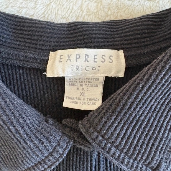 Vtg Express Tricot Waffle Knit Sleeveless Collared Button Up Tunic grunge 90s XL - Picture 3 of 8